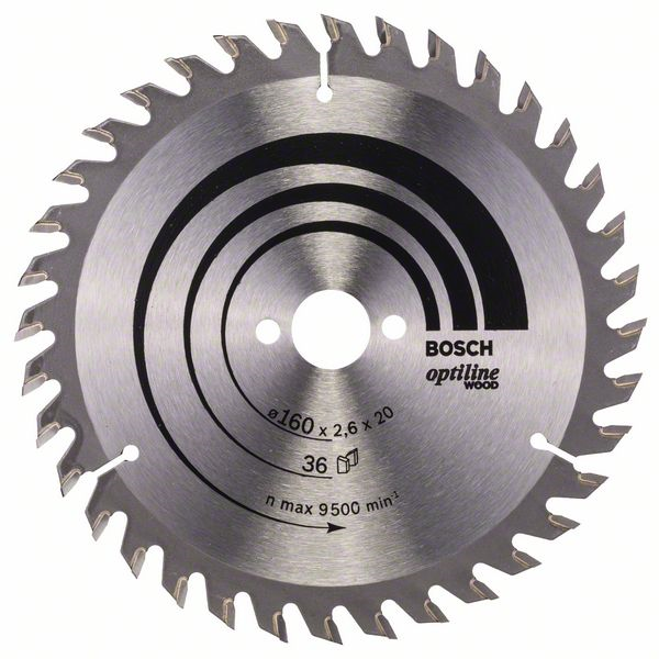 Lame scie circulaire Bosch Optiline Wood tout type de bois ⌀ 160 mm alésage 20 mm 36 dents