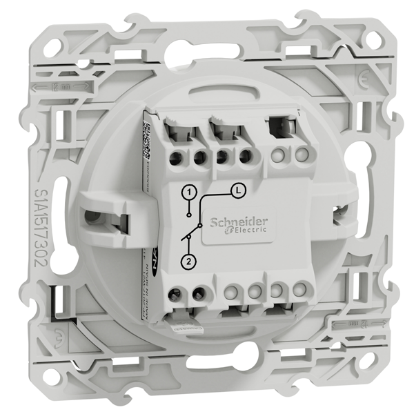 Interrupteur va-et-vient simple Schneider Odace - avec support de fixation à visser - blanc - 10A 250V