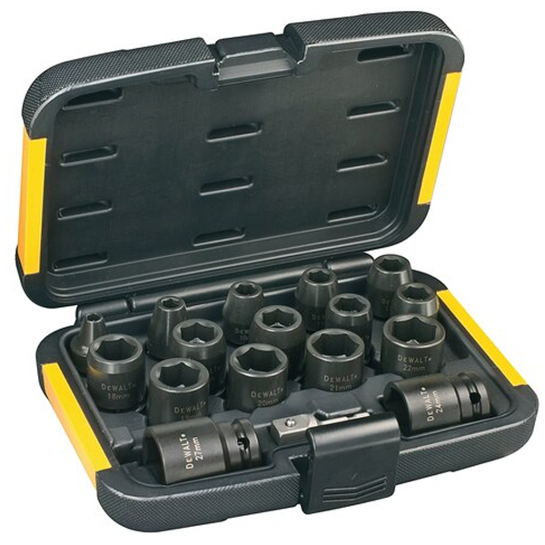 Coffret de 16 douilles à chocs Dewalt DT7506-QZ Extreme 1/2" 6 à 27 mm avec adaptateur 1/4"