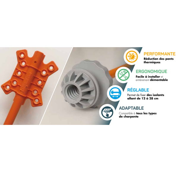 Suspente Knauf RT 24-28 pour comble aménagé ou perdu - isolant de 240 à 280 mm - boîte de 50