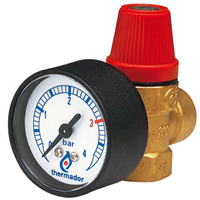 SOUPAPE DE SURETE CHAUFFAGE 1/2 ZM - NF 3 BAR - AVEC MANOMETRE - CODE USINE 313