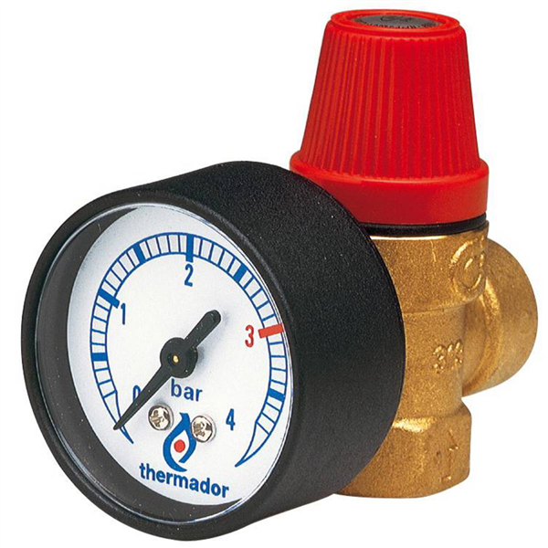 SOUPAPE DE SURETE CHAUFFAGE 1/2 ZM - NF 3 BAR - AVEC MANOMETRE - CODE USINE 313