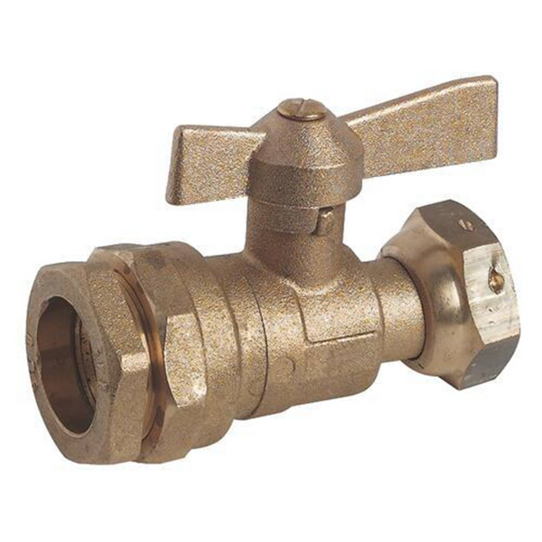 Robinet d'arrêt pour compteur PE Ø32 mm Ecrou tournant 3/4" Manette papillon