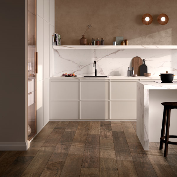 Carrelage intérieur effet bois en grès cérame émaillé - Nodis - 120 x 20 cm - ép. 9 mm - Rovere