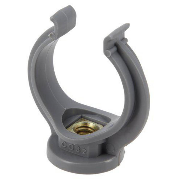 Collier de fixation forme lyre pour système d'évacuation des eaux usées - avec insert P.7/150 - polypropylène gris - Ø32 mm