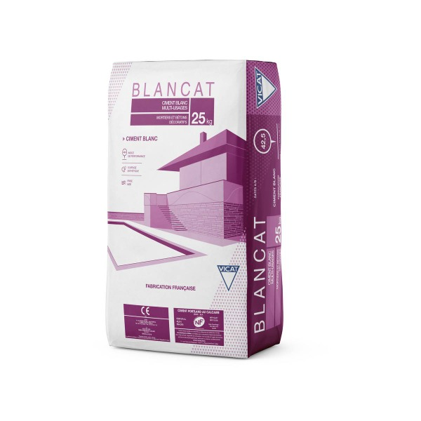 Ciment blanc pour bétons et mortiers décoratifs - BLANCAT CEM II/A-LL 42,5 N CE PM-CP2 NF - sac de 25 kg