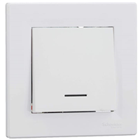 Interrupteur va-et-vient lumineux Schneider Asfora complet - à encastrer - blanc brillant - 10 A - 230 V