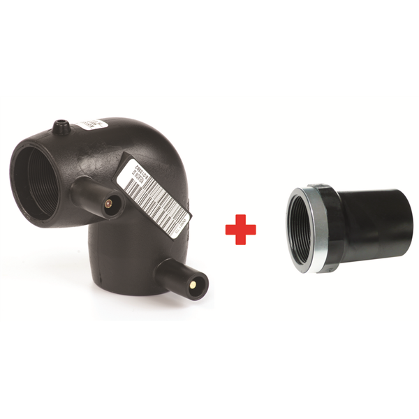 COUDE 90 ES DE TRANSITION TARAUDAGE PE100-PN16 D40X1.1/4