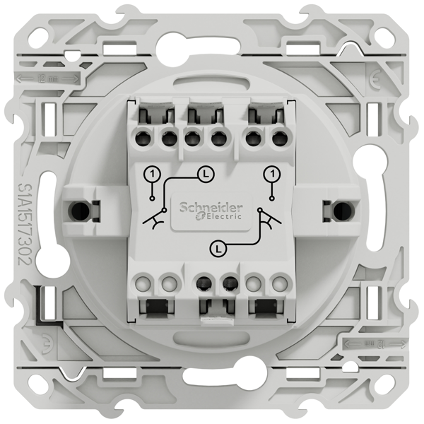 Interrupteur double poussoir Schneider Odace à encastrer - avec support de fixation - anthracite - 10A 250V