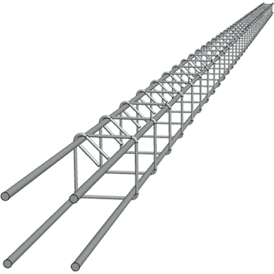 Armature de poteau en acier E15 - section 15 x 15 cm - 4 fils de diamètre 10 MM - longueur 6,00 M