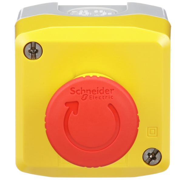 Boîte de bouton d'arrêt d'urgence Schneider XALK178 - jaune et rouge - pousser tourner - 10 A - Ø 40 mm