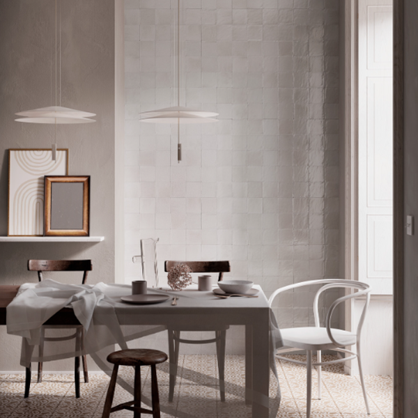 Faïence salle de bain effet zellige - Gleeze Glossy - 20,0 CM x 7,5 CM - ép. 10,00 MM - Bianco