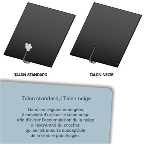 Crochet rev. d'ardoise Anj. color Inox 17% Talon Neige 5 mm - Agrafe 18 mm