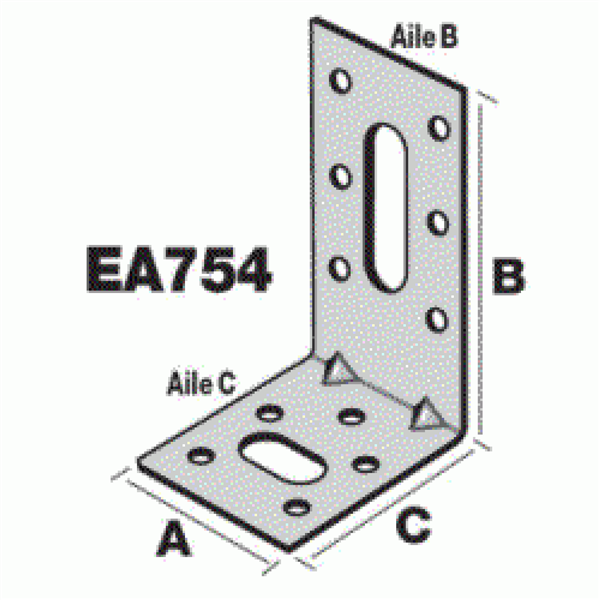 Équerre d'assemblage 60x70x50 mm épaisseur 2 mm