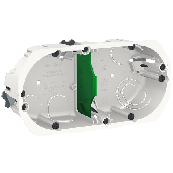 Boîte d'encastrement double Schneider Multifix pour cloison creuse - IP20 - Ø 67 mm - profondeur 40 mm