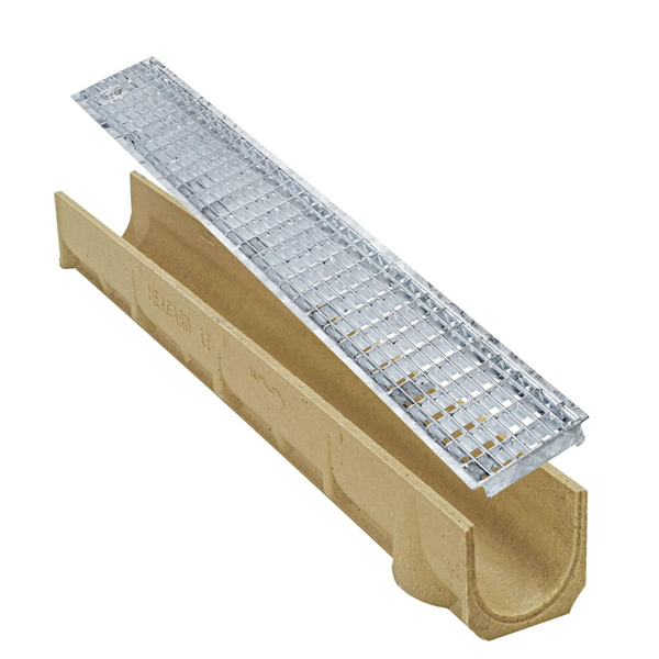 Caniveau MEAGARD 100 avec grille caillebotis M30/10 en acier galvanisé A15 1M