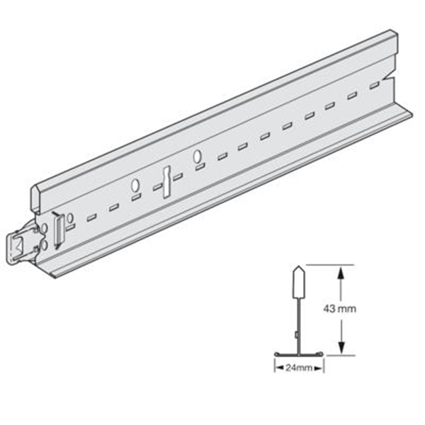 Porteur Prélude avec clip Superlock pour plafond suspendu - 24 MM x 43,0 MM - Long. 3,60 M - Blanc