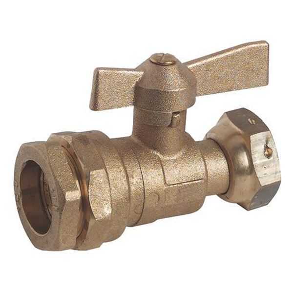 Robinet d'arrêt pour compteur PE Ø32 mm Ecrou tournant 1" Manette papillon