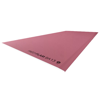 Plaque de plâtre haute densité - Prégyflam BA13 - résistance au feu A2-s1,d0 - 2,60 M x 1,20 M - ép. 12,50 MM