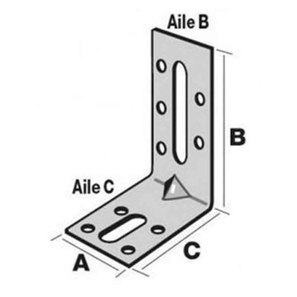 Équerre de fixation avec renfort EFIXR 100X55X30 mm épaisseur 2.5 mm