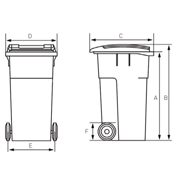 Conteneur Sulo Citybac en PEHD bac gris couvercle jaune 2 roues capacité 360 litres