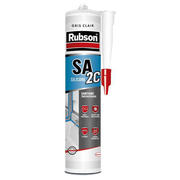 RUBSON Mastic SA2C Sanitaire Couleur Gris Clair Tous supports Cart 280ml