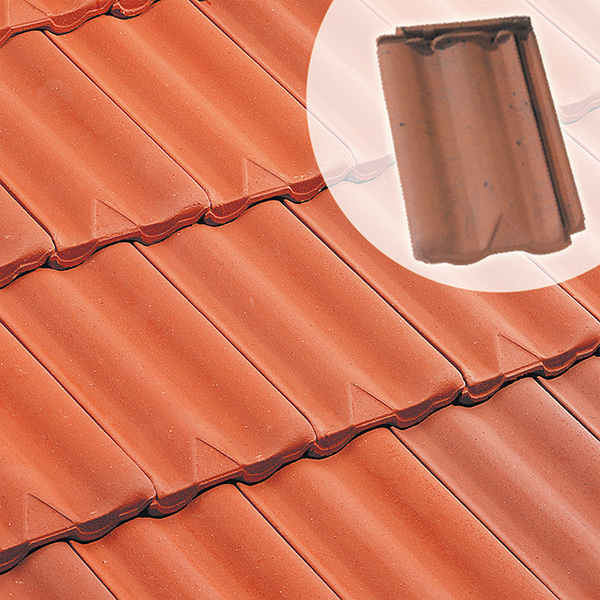 Tuile en terre cuite - Delta 10 Ste Foy - emboîtement grand moule faiblement galbée à relief - Rouge