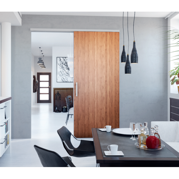 Ensemble Mantion SAF-Slim alu naturel pour porte coulissante de 21 à 60kg avec amortisseur M66S et rail 200cm