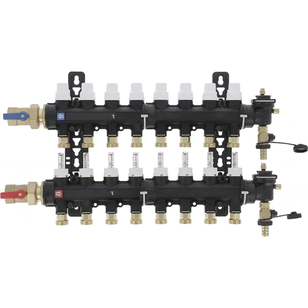 Collect. HYDRONIC Ø1"-8 circuits *6716H1 Ensemble complet-Matériaux de Synthèse