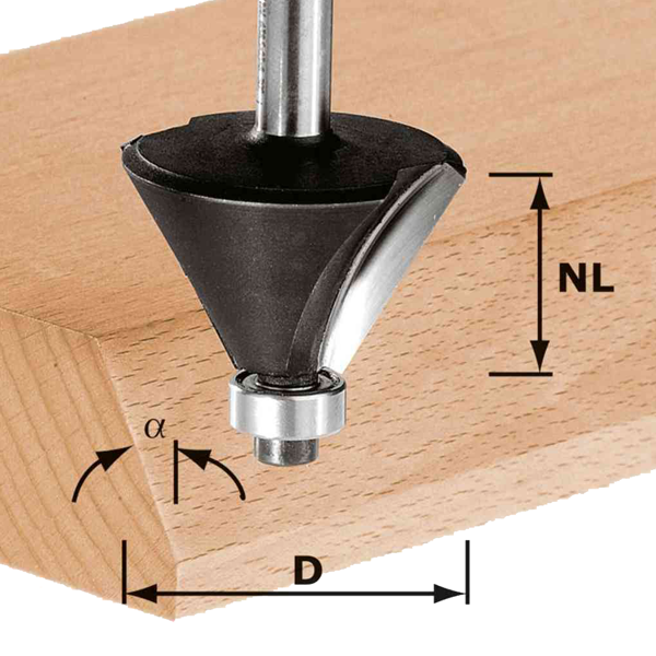 Fraise à chanfreiner HW S8 Festool pour angle 30° - Avec roulement 12,7 mm - Queue Ø 8 mm