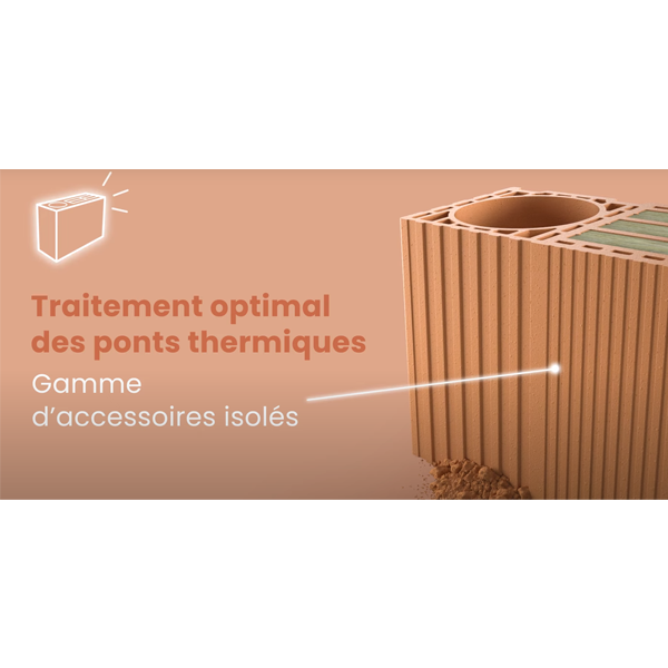 Brique Isobric base avec isolant en laine de roche - RC80 - R = 2,00 m².K/W - 500,0 MM x 200 MM x 299,0 MM