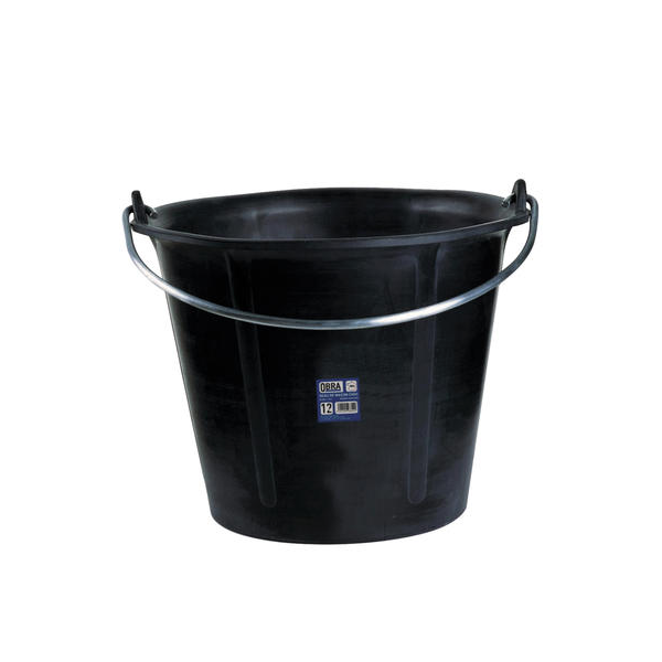 Seau de maçon en plastique Obra avec anse 6,4 mm - 11 litres - Polyéthylène noir
