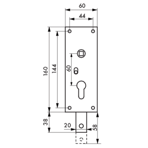 Serrure de garage à 1 point de condamnation en bas Thirard pour porte basculante - entraxe 60 mm