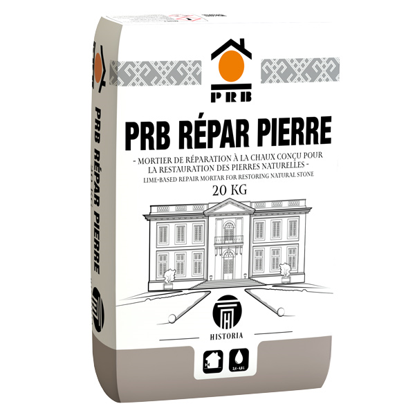 Mortier de réparation à la chaux pour restauration de pierre naturelle - PRB Répar Pierre DF - Grain fin pour pierre dure - Sac de 20kg - Teinte Bergerac