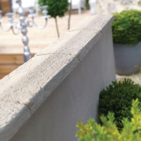 Chaperon de mur Renaissance en pierre reconstituée - ton pierre - 49,0 CM x 35,0 CM x 6,00 CM