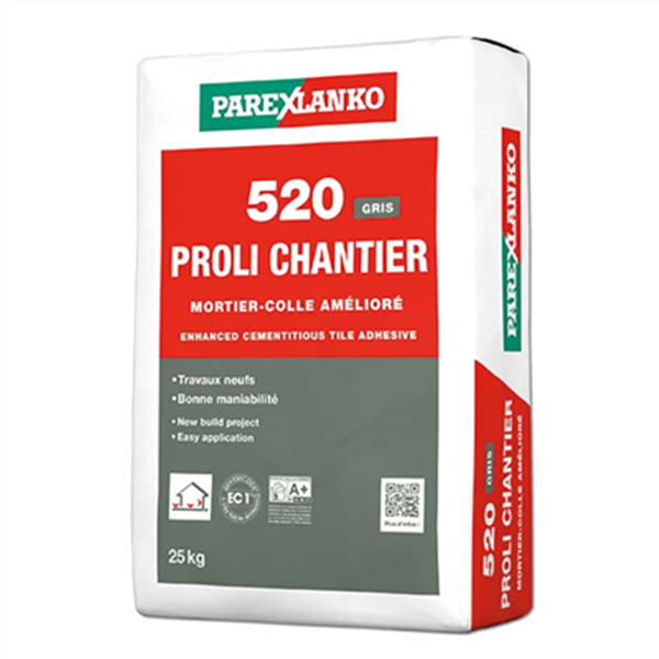 Mortier-colle amélioré C2 520 PROLI CHANTIER - Sac de 25 KG