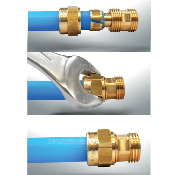 Raccord femelle à écrou tournant tube PER à compression - Diamètre 12 mm - F 12 x 17 - Laiton
