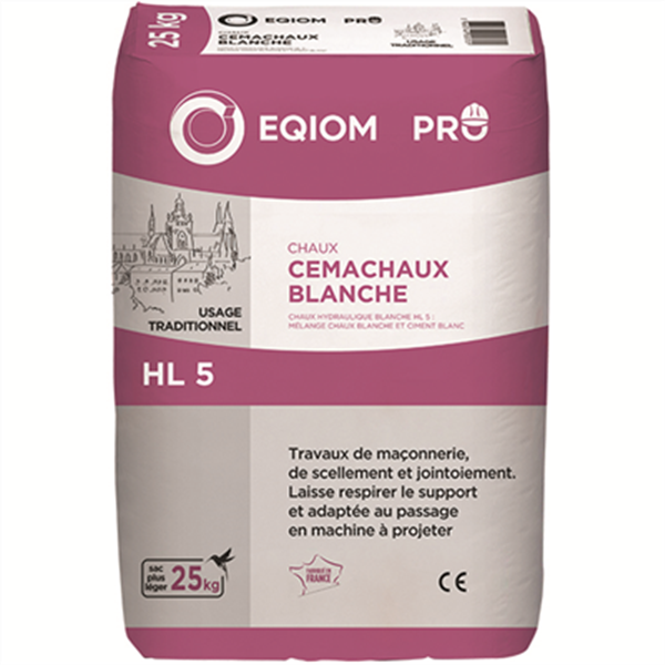 Chaux blanche hydraulique HL5 CEMACHAUX BLANCHE Eqiom Pro - Sac de 25 KG