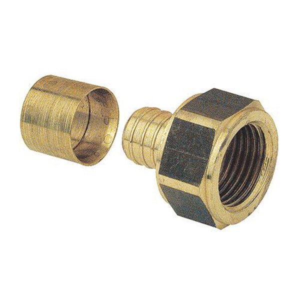 Raccord femelle écrou tournant pour tube PER - F 12 x 17 - Diamètre 16 mm - Laiton