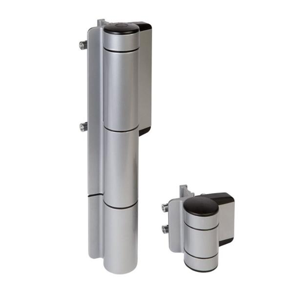 Ferme portail hydraulique réglable avec charnière - Ouverture porte à 180° - Locinox Mammoth - Inox et aluminium gris argent