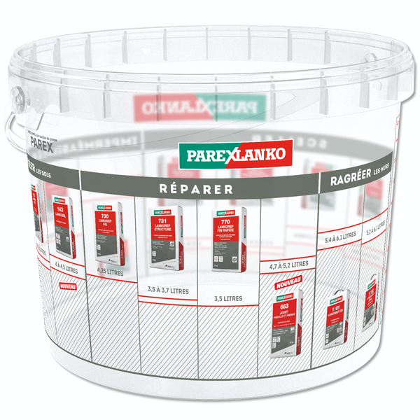 Seau doseur Parexlanko pour préparation de ragréages et colles - 10 L