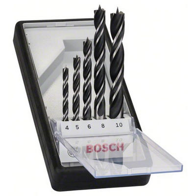 Coffret de 5 mèches à bois hélicoïdales Bosch Robuste Line ⌀ 4 5 6 8 et 10 mm