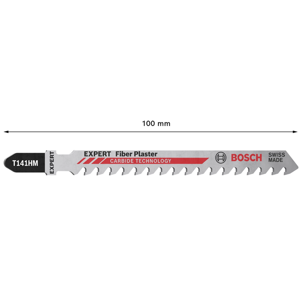 Lame de scie sauteuse spéciale plâtre et fibrociment - Expert Fiber Plaster T141 HM Bosch - 100 mm - Lot de 3