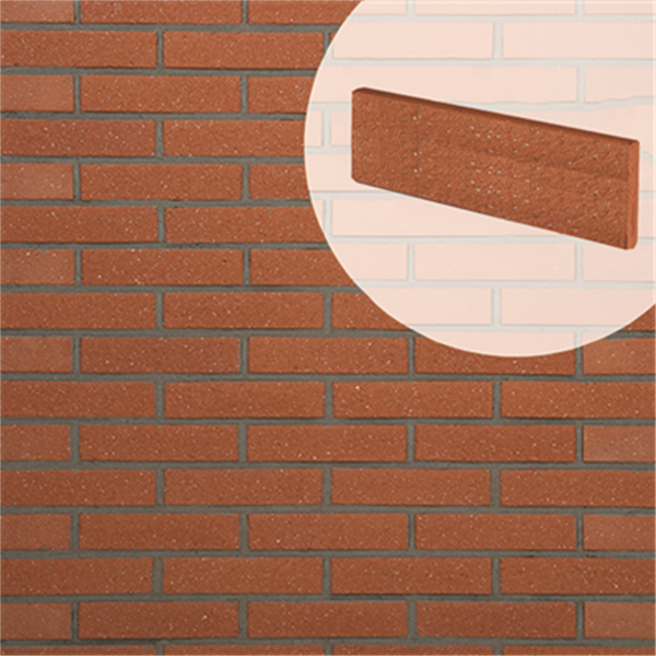 Plaquette de parement en terre cuite sablé Terreal Rouge orangé - 22 CMx5 CM ép.14 MM