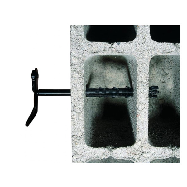 Arrêt de volet parpaing et brique creuse - Longueur 190 mm Tige Ø 10 mm Acier noir  - Lot de 25