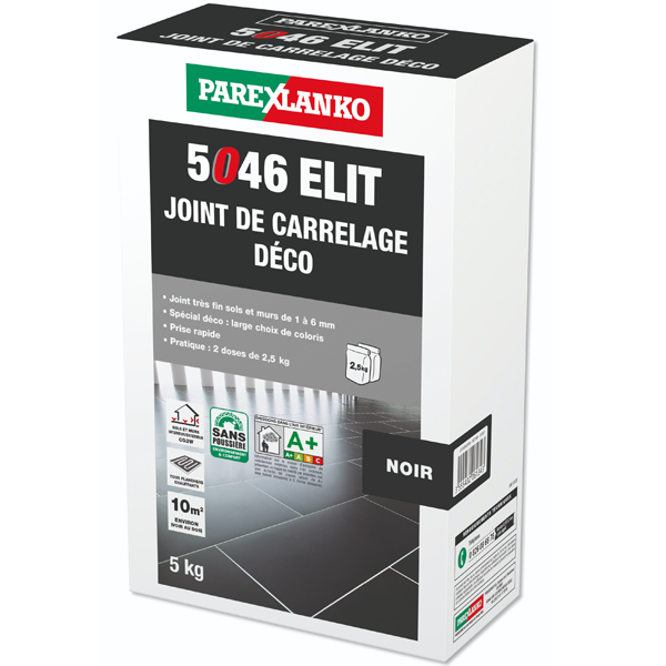 Joint de carrelage déco - 5046 Elit - sol et mur joints de 1 à 6 mm - Noir Sac de 5 KG