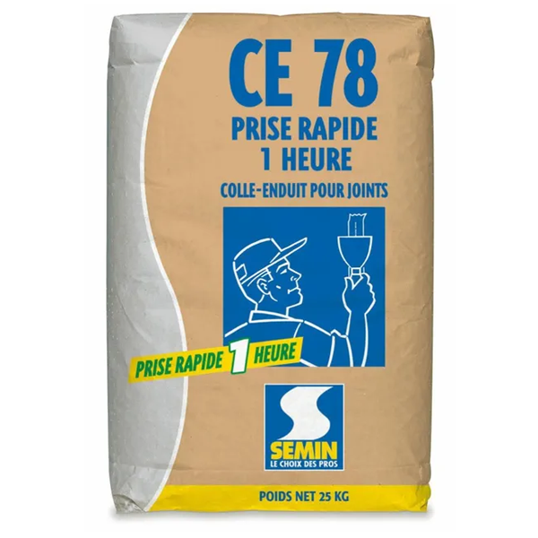 Enduit pour joints de plaques de plâtre - CE 78 à prise rapide 1h - sac de 25 kg
