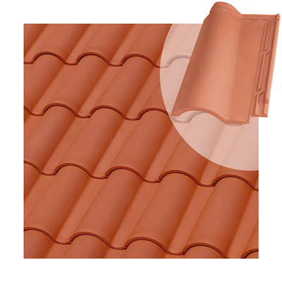 Tuile en terre cuite TB-12 Tejas Borja à double emboîtement - coloris Nature rouge - 439 MM x 260 MM
