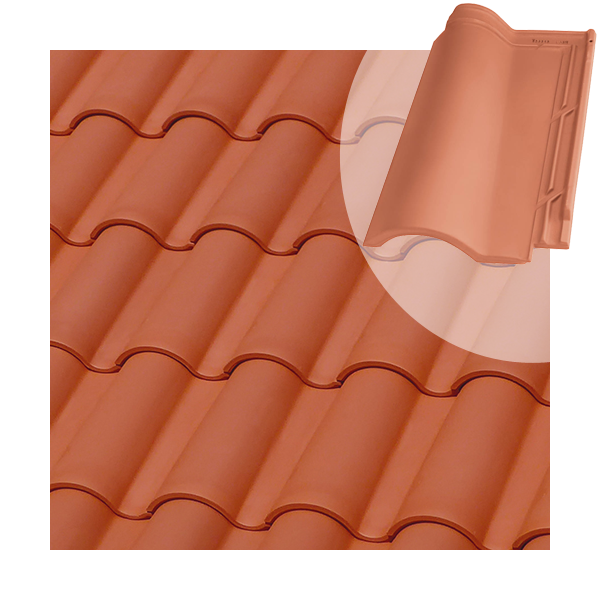 Tuile en terre cuite TB-12 Tejas Borja à double emboîtement - coloris Nature rouge - 439 MM x 260 MM