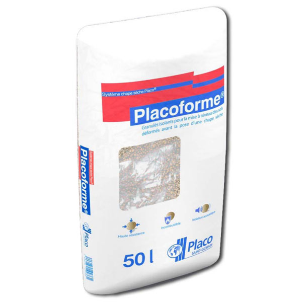 Granulés isolants pour mise à niveau des sols déformés avant pose chape sèche - Placoforme - Sac de 50 l